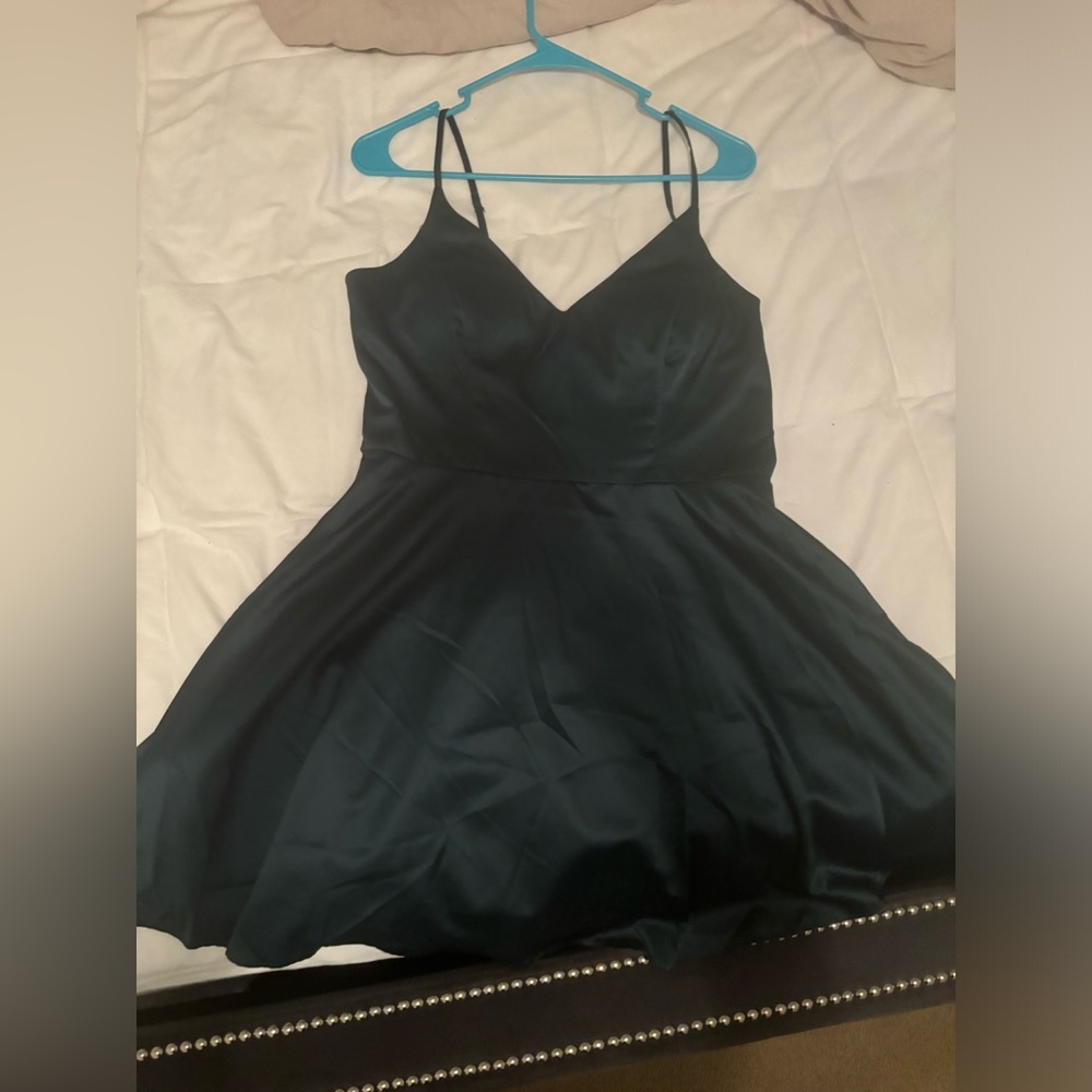 Green satin dress